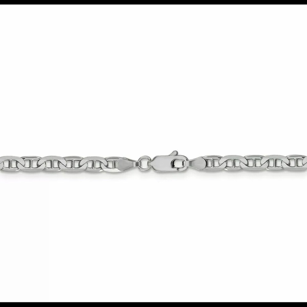 Signature 14k WG Concave Anchor Chain Bracelet3.75